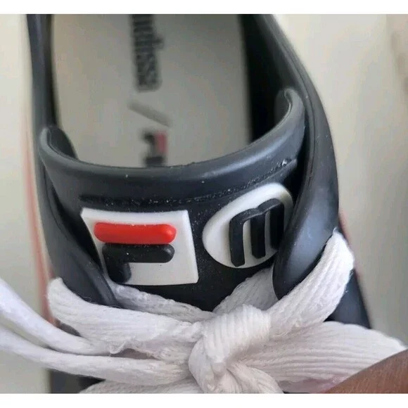 Melissa X Fila Women's Ruber Black Lace-up Jelly Red Stripe Sneakers Size 7 - Picture 6 of 13